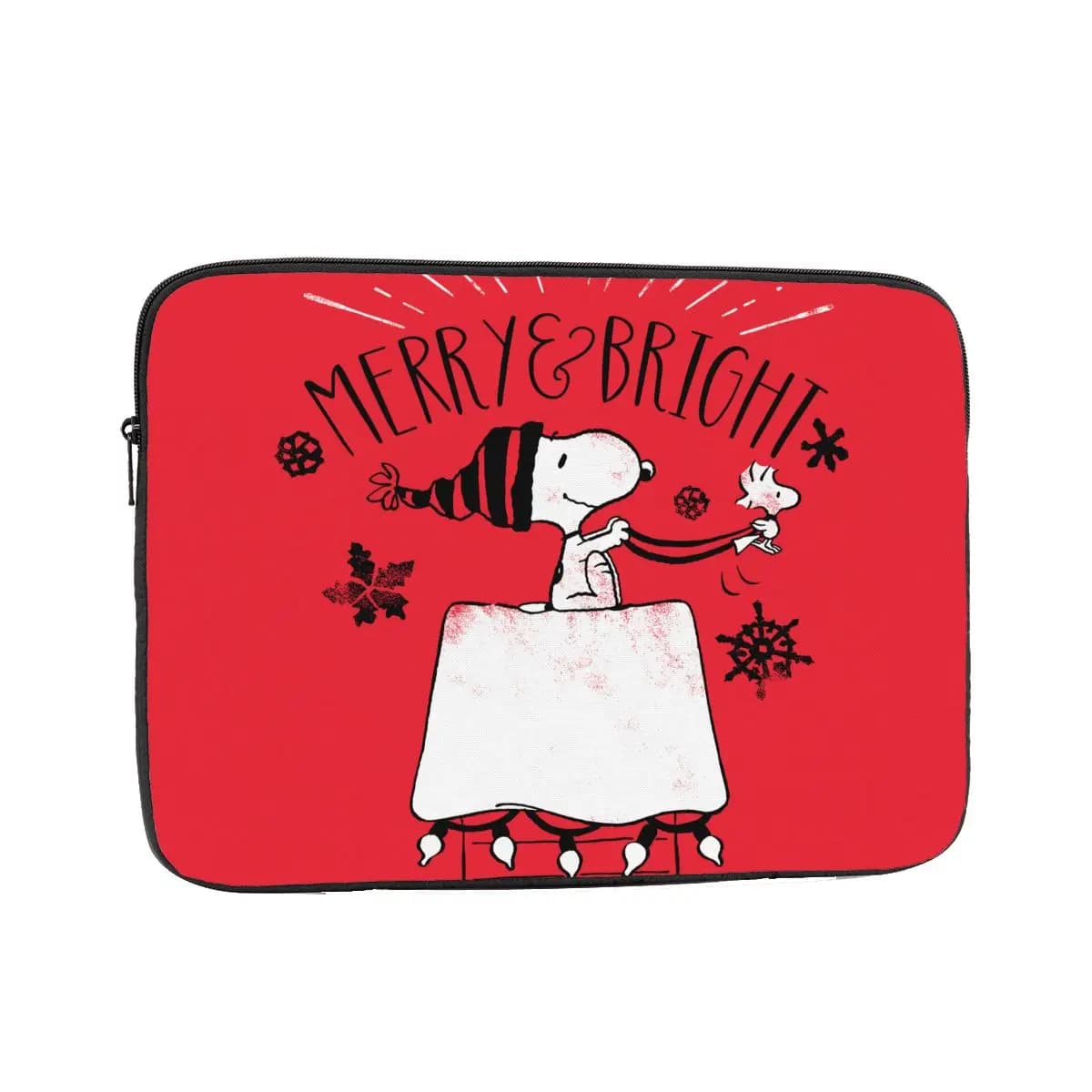 Custodia antiurto per laptop da 12, 13, 15, 17 pollici con Snoopy e Woodstock, borsa per notebook Merry & Bright Otter