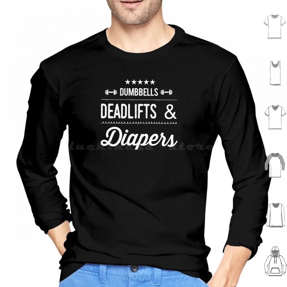 Dumbbells Deadlifts And Diapers Hoodies Long Sleeve Swole Daddy Swole Dad Daddy Weightlifting Lift Father Lifting Dads
