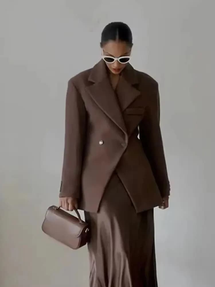 HH Donna Elegante Solido Risvolto Due Bottoni Giacca da Abito Moda Manica Lunga Sottile Cappotti Corti 2024 Nuovo Casual Office Lady Blazer