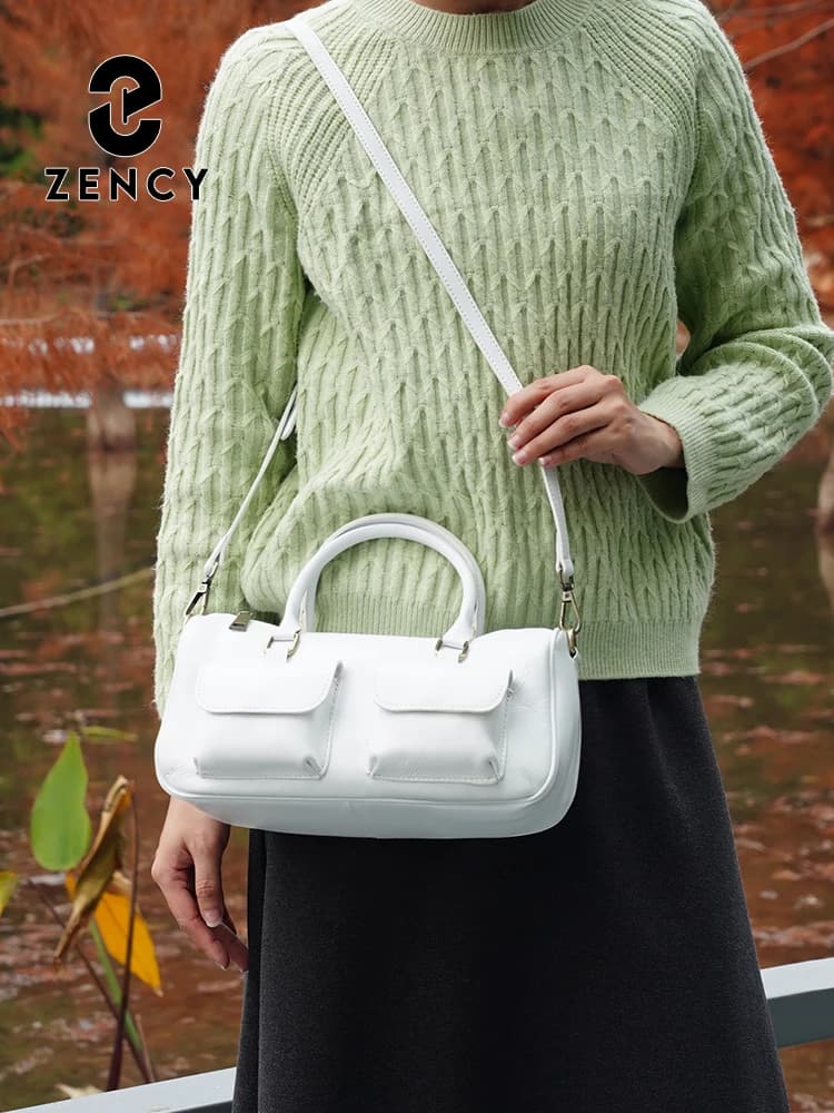 Borsa a tracolla da donna in pelle di vacchetta Zency, borsa a tracolla multifunzionale