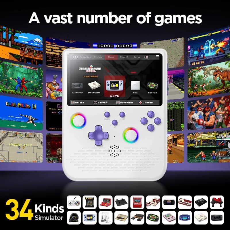 Nuova Console di Gioco Portatile H5 Retro con Schermo da 5.0 Pollici, Mini PSP Portatile ad Alta Definizione con Luce Ambientale, Macchina Arcade per Giocare in Movimento