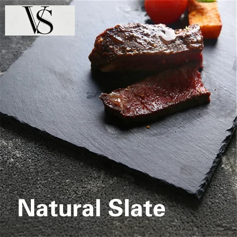 Plate Tea Food Tray Hot Sale Western Slate Natural Dishes Solid Square Stone Sushi Steak Barbecue Plate Cheese Pizza Flat Fruit