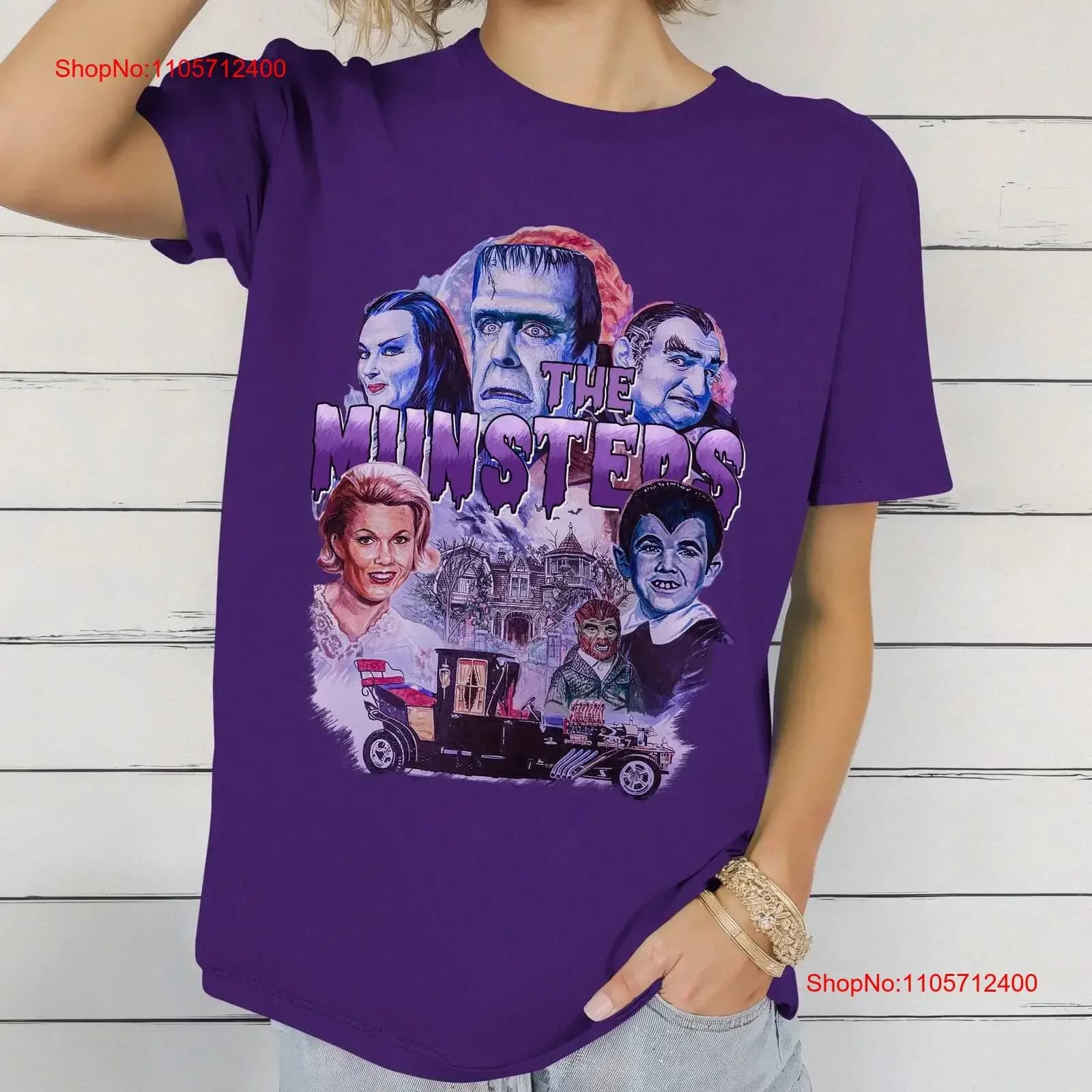 Horror The Munsters T Shirt Gothic Goth Clothing Lover Classic Monsters Lily Munster Pop Culture Purple vintage Washed