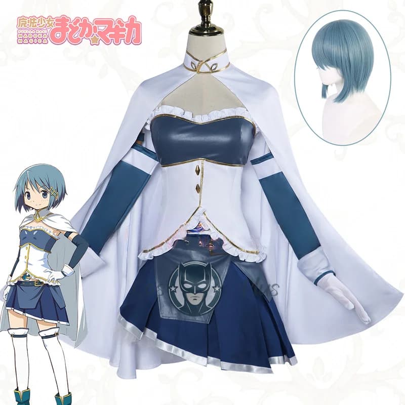 Costume Cosplay di Miki Sayaka Puella Magi Madoka Magica Uniforme Parrucca Stile Cinese Costumi di Halloween per Giochi
