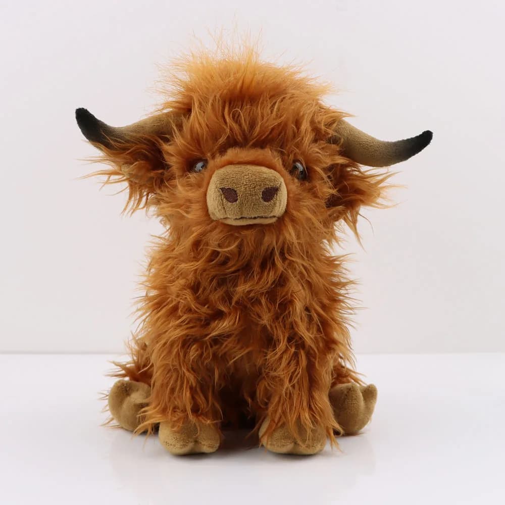 Peluche mucca delle Highland - Adorabile peluche realistico con lunghi capelli soffici, morbido regalo fouloso per bambini, bambini e collezionisti
