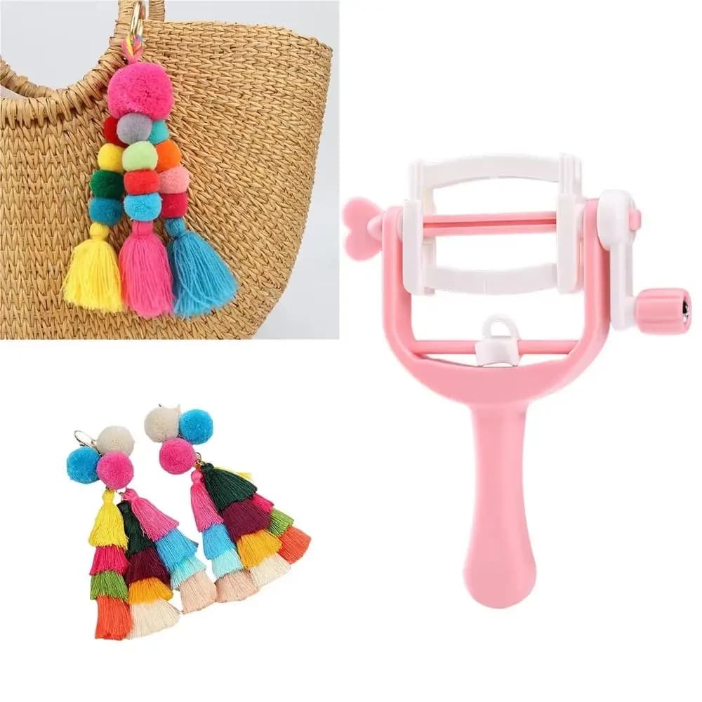 Mini Mini palla intrecciatrice nappa creatore azionato manualmente ABS a manovella Pom-pom Maker filato artigianale fai da te creatore di palline di lana