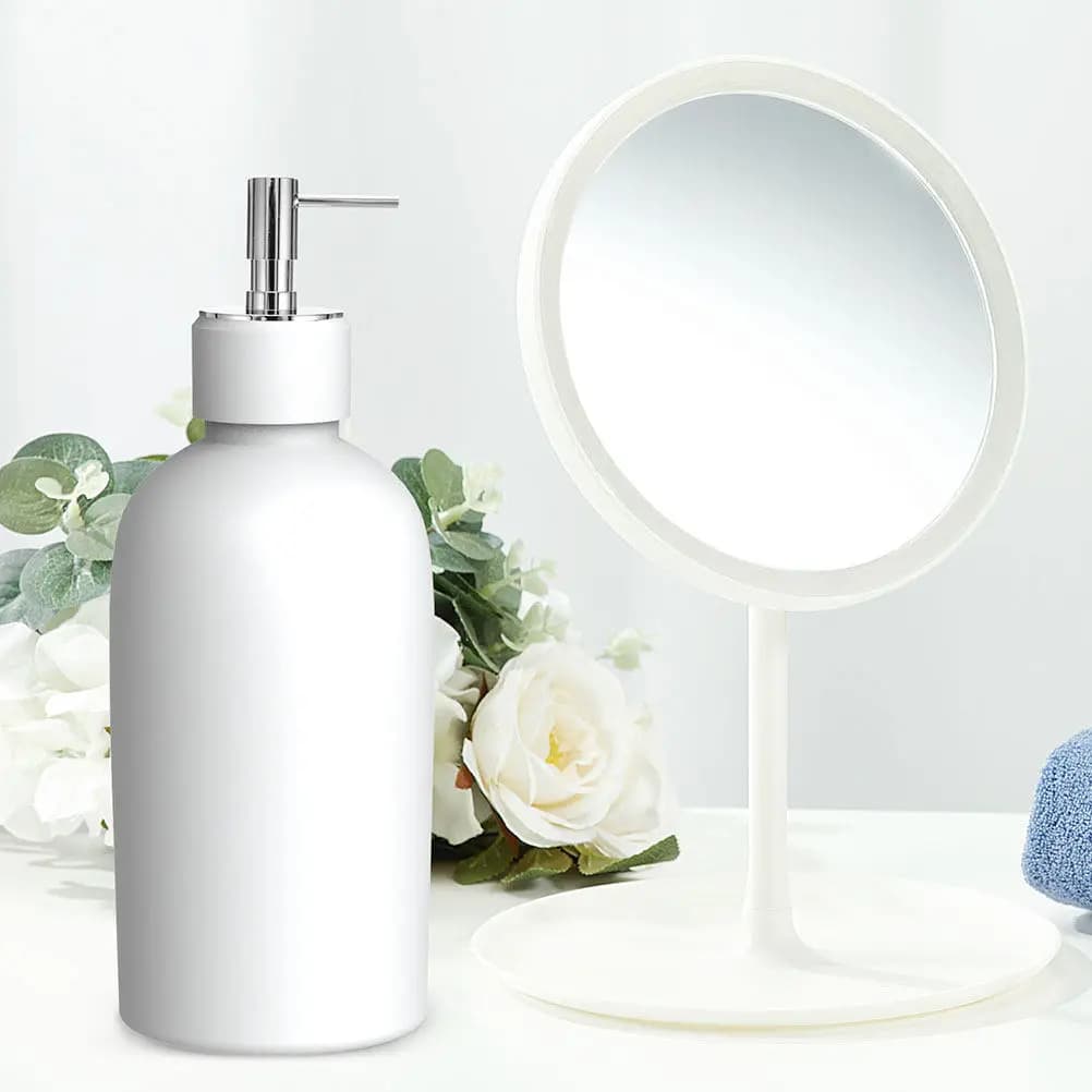 2 Pezzi Versatili Erogatori a Pompa Antigoccia con Coperchio per Lozioni, Saponi, Profumi, Tonici - Dispenser Riutilizzabili e Ricaricabili con Tappo a Vite