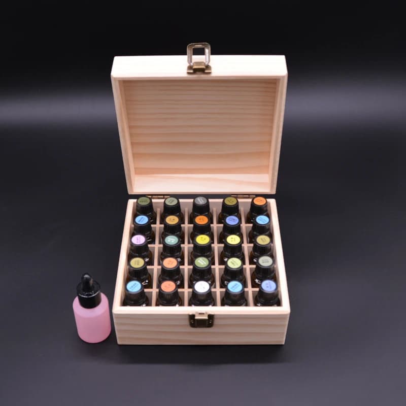 Scatola portaoggetti in legno 12/25 slot Carry Organizer bottiglie di olio essenziale custodia per contenitore per aromaterapia