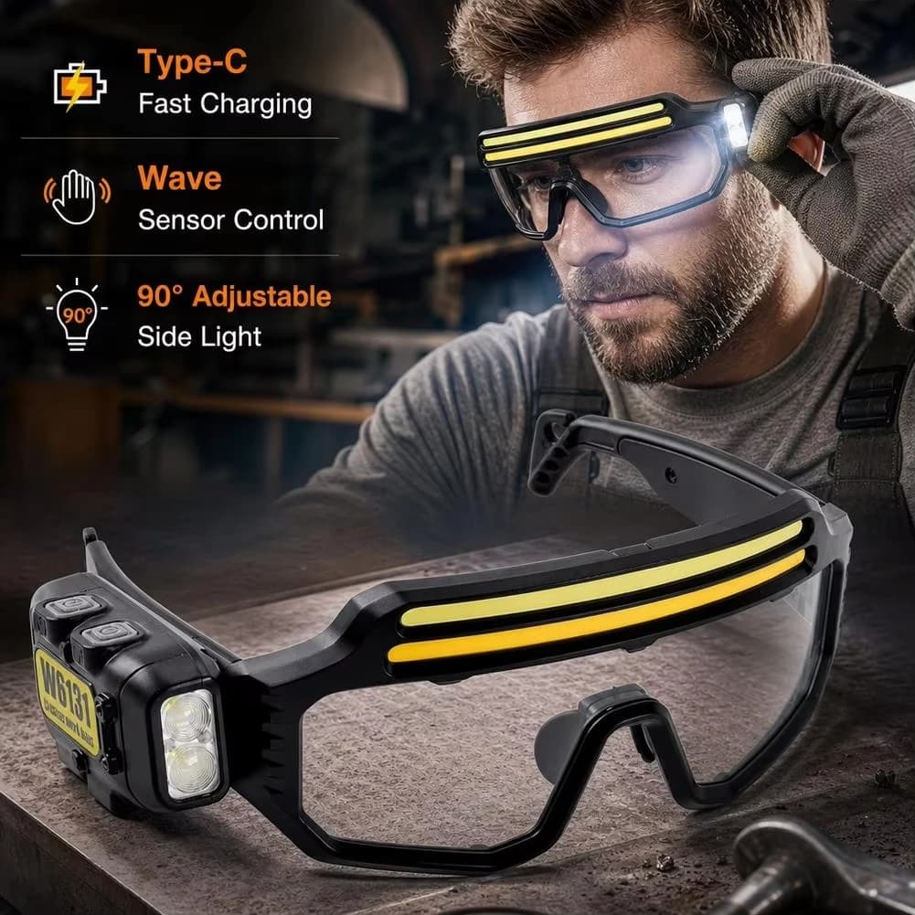 New glasses light High power Headlamp Long lasting Lithium Battery portable Outdoor Cycling Silicone Sensor Glasses Light