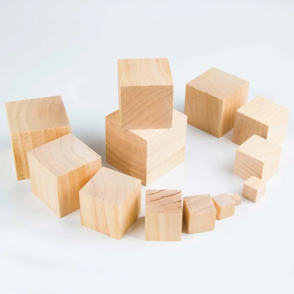 10 Pezzi Cubo in Legno Naturale Non Trattato, Blocco Quadrato in Legno Grezzo per Artigianato, Materiale Vintage per Modellismo e Lavoretti Fai-da-Te