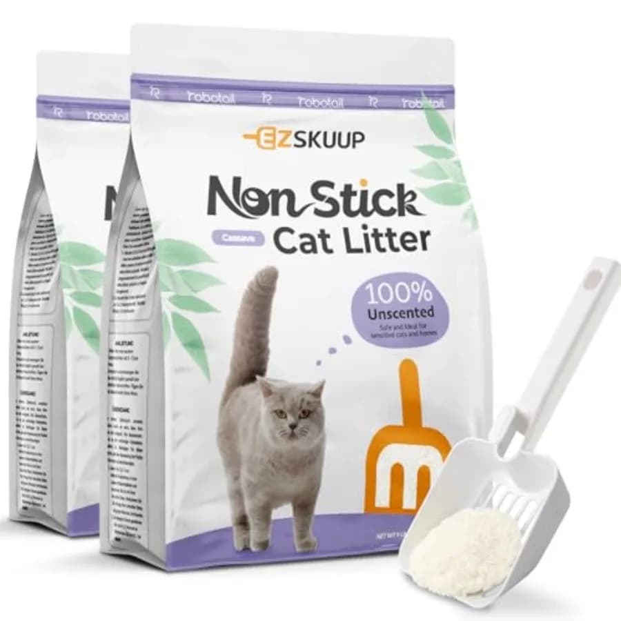 Lettiera per Gatti Ultra Agglomerante Antiaderente Senza Polvere e Senza Profumo, Realizzata con Tapioca Naturale Ecologica per Animali Domestici, Controllo degli Odori