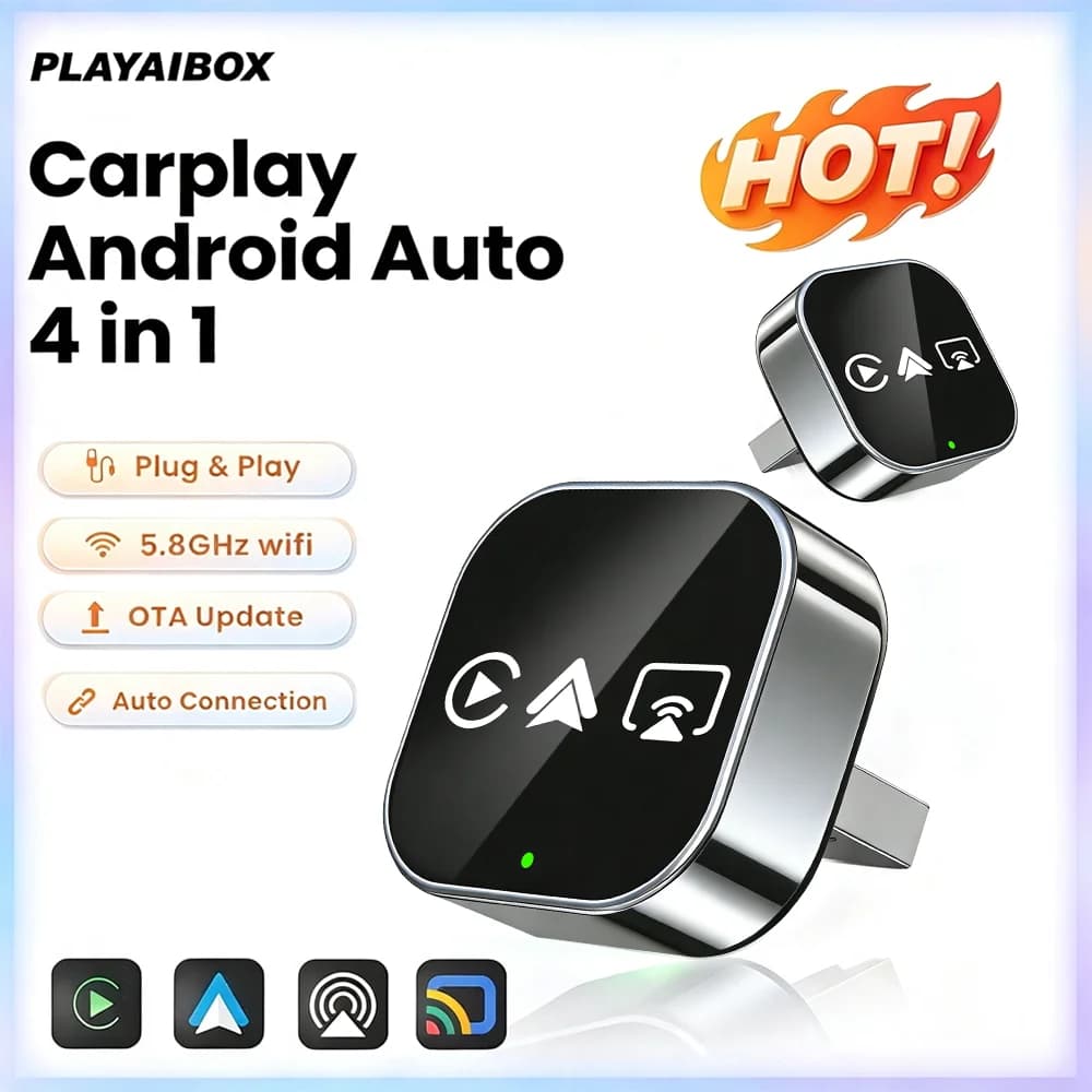 Wireless 4in1 Carplay Android Auto Adapter 2026 Carplay Smart Box Plug Play Bluetooth 5.0 USB Car Accessories For 98% Vehicles