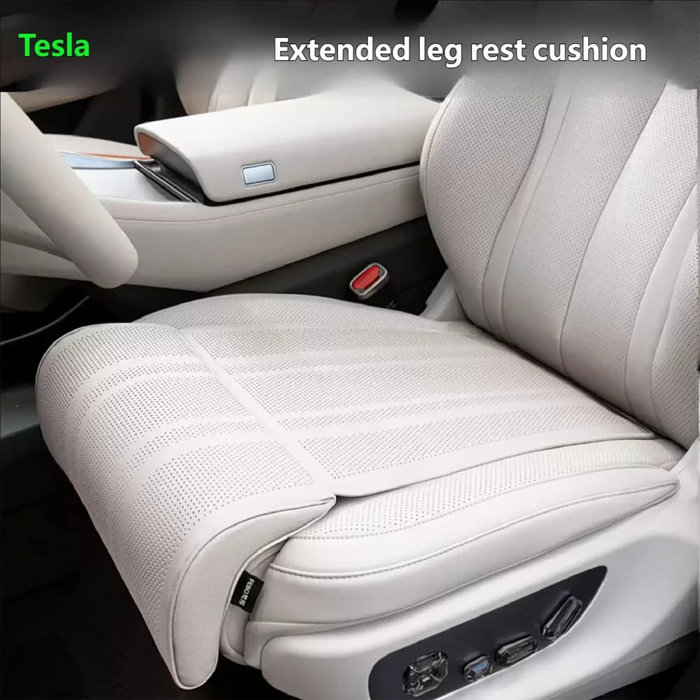 Coprisedile Universale per Tesla Model 3/Y/YL con Supporto per Gambe, Protezione in Pelle Traspirante Antiscivolo, Imbottitura Comfort