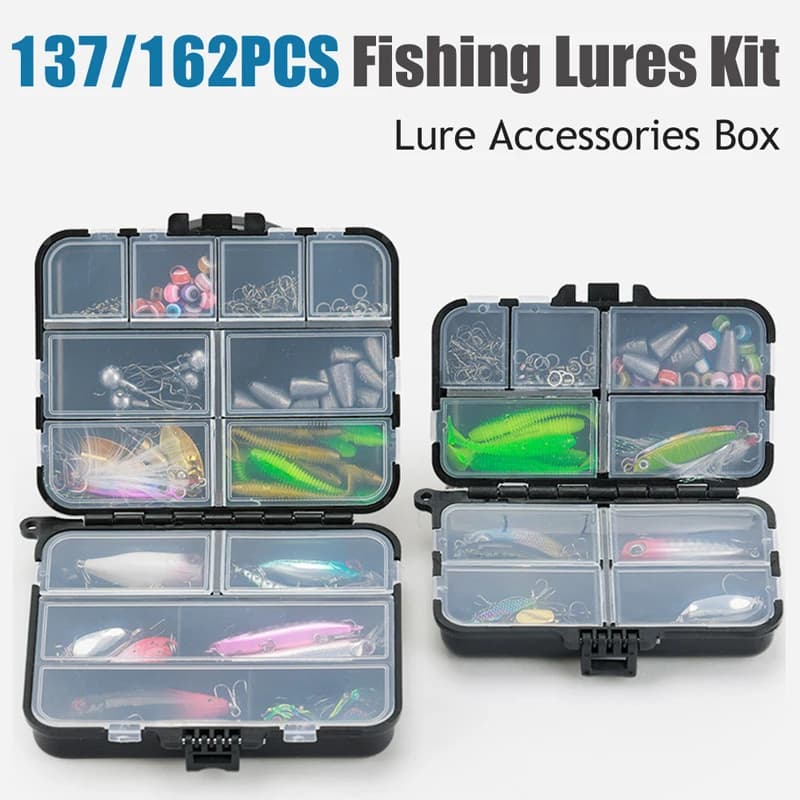 New Arrival 137/162 PCS Fishing Lures Set Iron Plate Sequins Road Runner Lure Soft Bait Cranks Outdoor Fishing Tackle Boxed