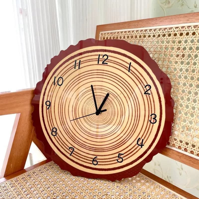 Creative wall clock for living room decorated in wood, silent wall clock for bedroom, simple watch