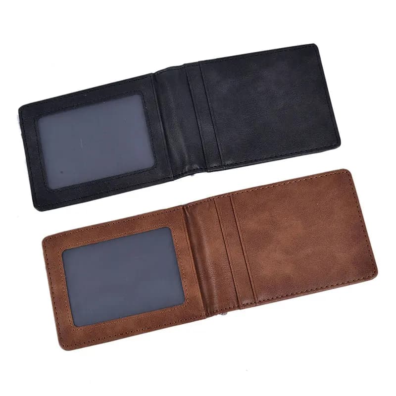 Portafoglio con fermasoldi Bifold sottile in pelle da uomo RFID porta carte di credito con tasca frontale