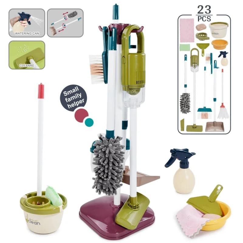 Children's Simulation Toys for Cleaning Life Home Works Set of Tools for Fining and Setting Tools for Vacuum Cleaner for Kids Hygiene Simulation