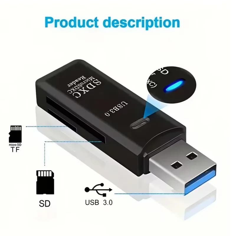 2 in 1 High Speed Card Reader USB 3.0 SD TF Memory Adapter Photography Studio Raw File Backup Storage