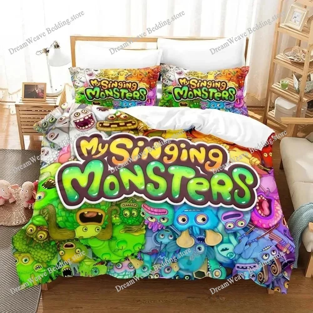 Set di Biancheria da Letto My Singing Monsters, Disponibile in Varie Misure, per Adulti e Ragazzi, Set Copripiumino per Camera da Letto, Tessili per la Casa