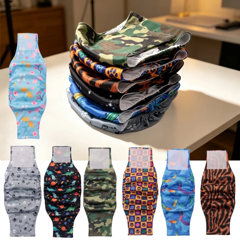 Nuovi Pannolini Lavabili e Resistenti per Cani Maschi, Mutandine Riutilizzabili per Cani, Pantaloncini per Viaggi e Parchi