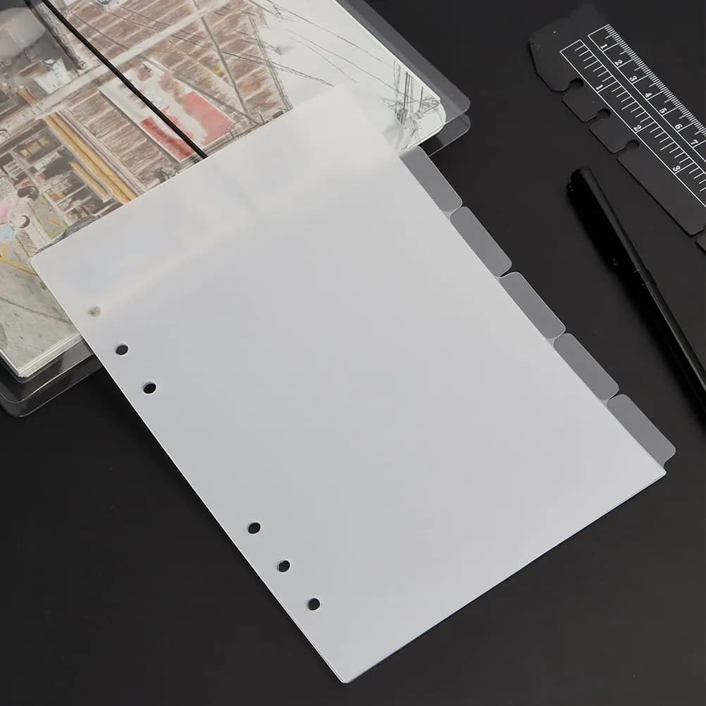 A5 Transparent PP Divider Pages Monthly Sticker Kit Binder Index Tabs 6 Hole Round Ring Notebook Planner Organizer File Folder