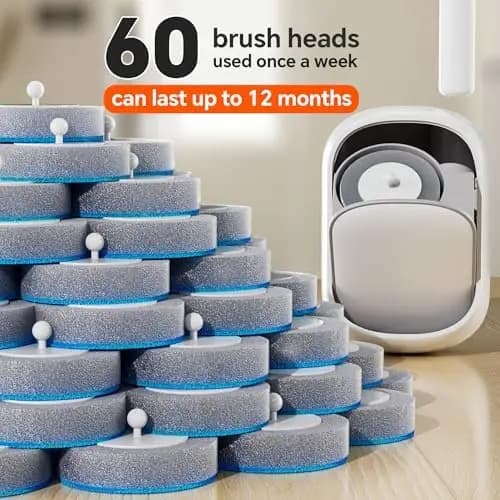 Set di Spazzole per WC Usa e Getta CTIME – 60 Testine, Contenitore con Apertura Automatica, per Bagno, WC e Camper