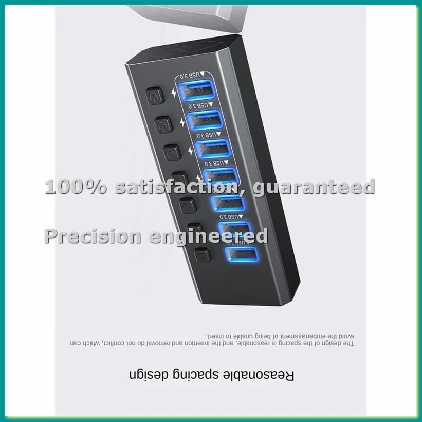 Hub USB 3.0 alimentato, Hub USB a 7 porte, Splitter dati USB e Hub di alimentazione, per laptop e stampante, Spina USA - TCES