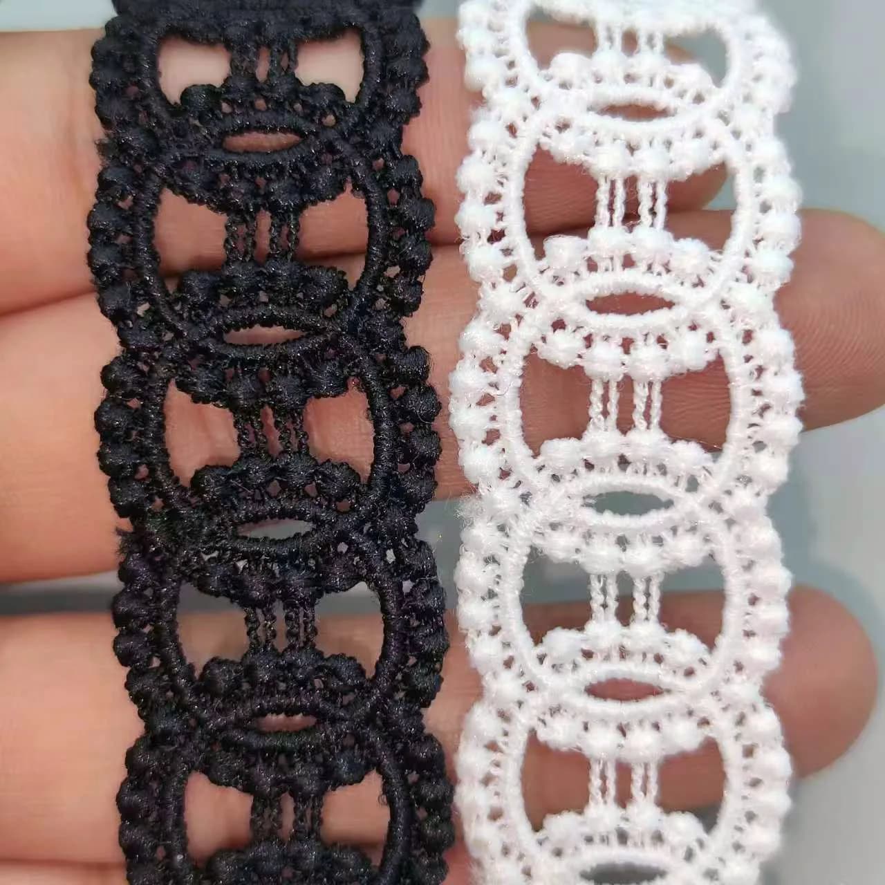2.5CM Wide White Black Soft Polyester Hollow Embroidery Lace Fabric Collar Neckline Cuffs Trim Apparel DIY Sewing Applique Decor