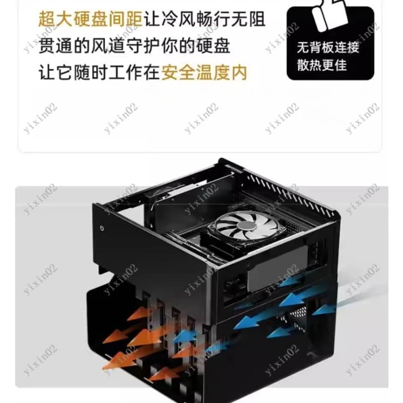 Custodia NAS compatta N52 Home nera per uso domestico con 5+2 basi di dischi compatibile con alimentatore SFX e scheda madre ITX