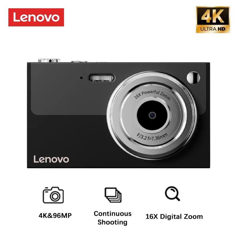 Lenovo Fotocamera Digitale 96MP 16X Zoom Digitale Fotocamera Studente Outdoor Anti-Shake Video Digitale Autofocus con Scheda 32G XJ22