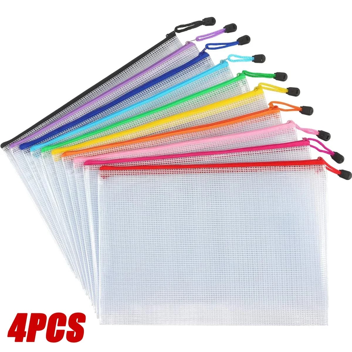 Borsa portaoggetti per cancelleria in PVC Cartella per file Custodia con cerniera in rete A4 A5 A6 A3 Borsa per documenti Cartelle di file Forniture per ufficio scolastico Organizzatore
