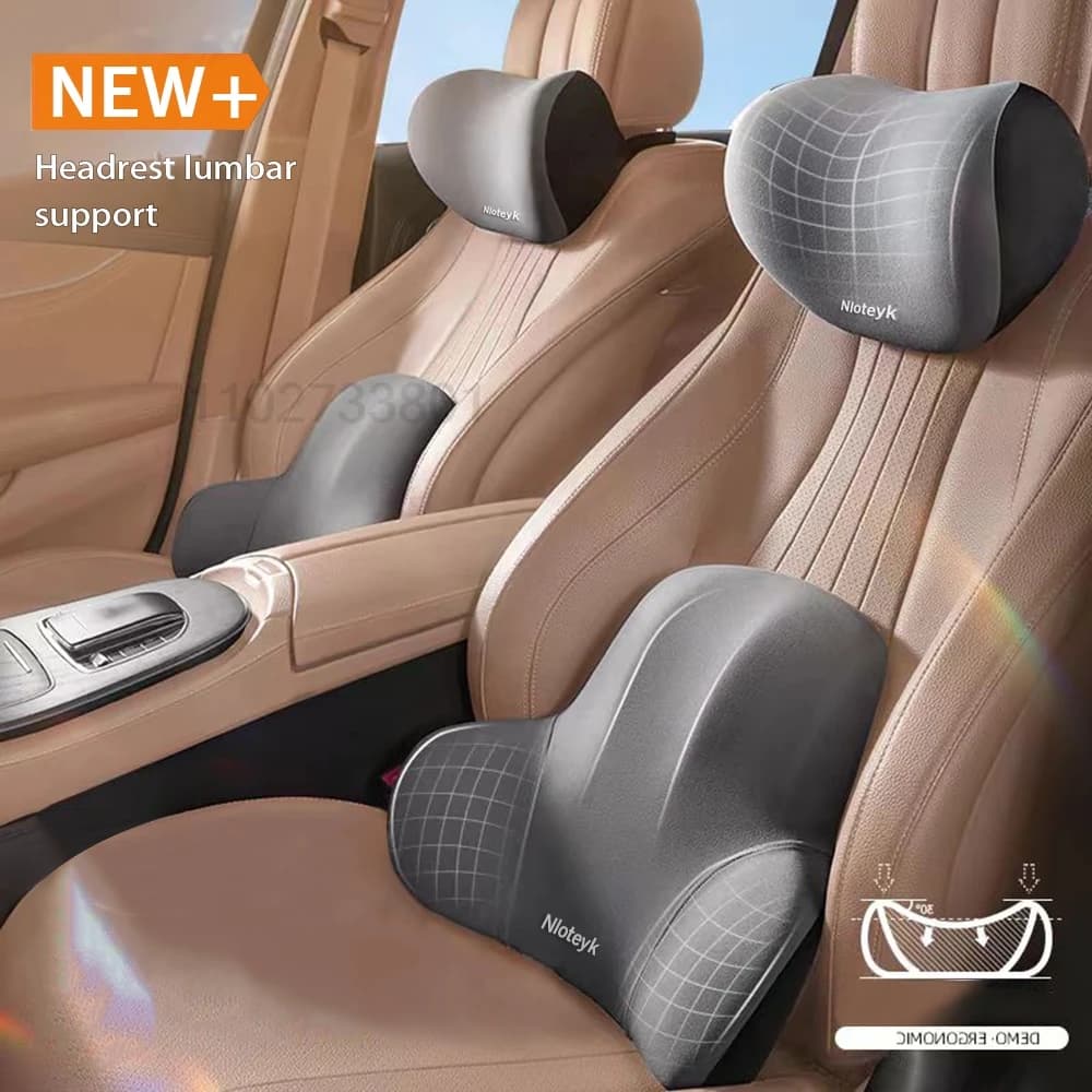 Cuscino per poggiatesta per auto Supporto lombare Memory Foam Cuscino per il collo Supporto per la vita Schienale lavabile rimovibile Cuscino per veicolo universale