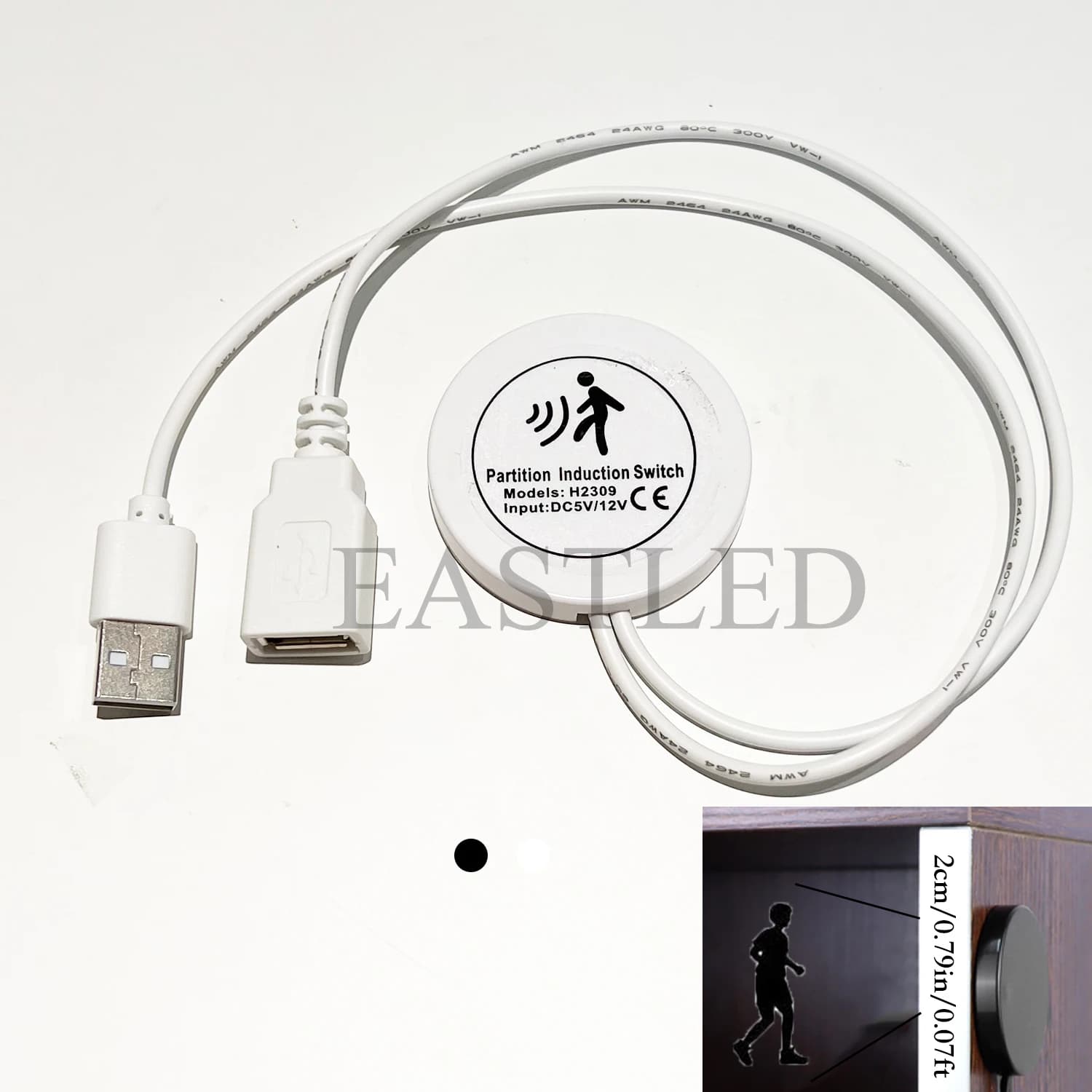 DC5V-12V Pir Sensore attivato dal movimento Interruttore della luce Auto On Off Induzione con cavo accoppiatore USB per faretto LED per armadio da cucina