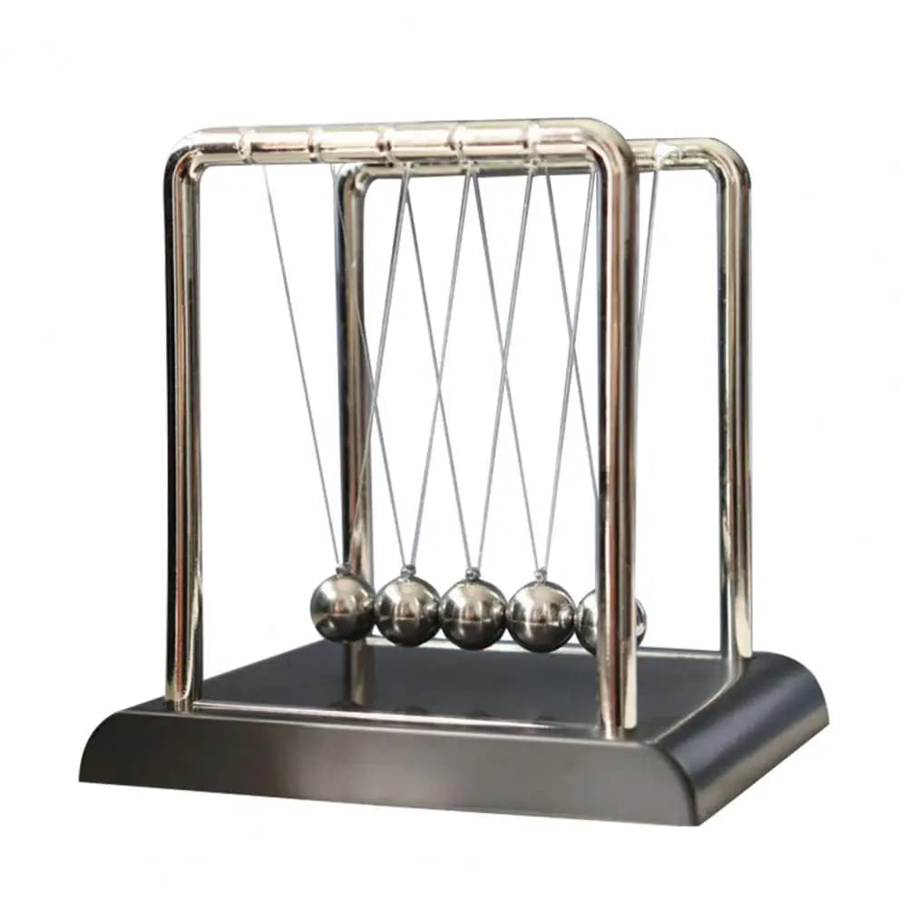 Culla di Newton Pendolo in metallo Giocattolo educativo di fisica Design quadrato Energia cinetica Ufficio Antistress Ornamento Palla di equilibrio