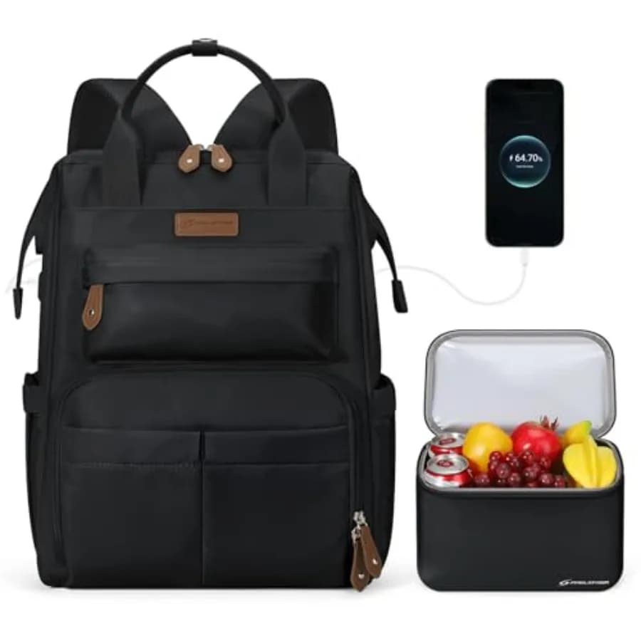 Zaino da Viaggio per Donne e Uomini, Zaino per Laptop da 15.6-17.3 Pollici, Borsa da Lavoro/Infermiera con Scomparto Termico per Pranzo