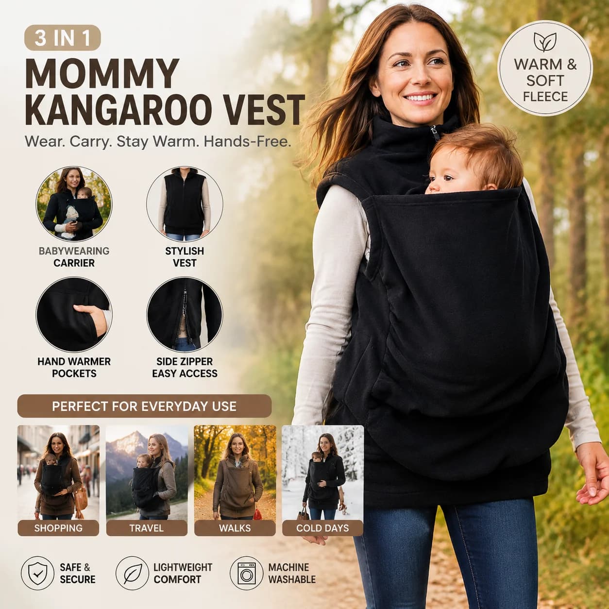 Mother Baby Carrier Jacket Daddy Mom Kangaroo maglione capispalla autunno inverno Carry Baby addensare gilet senza maniche giacca cappotto