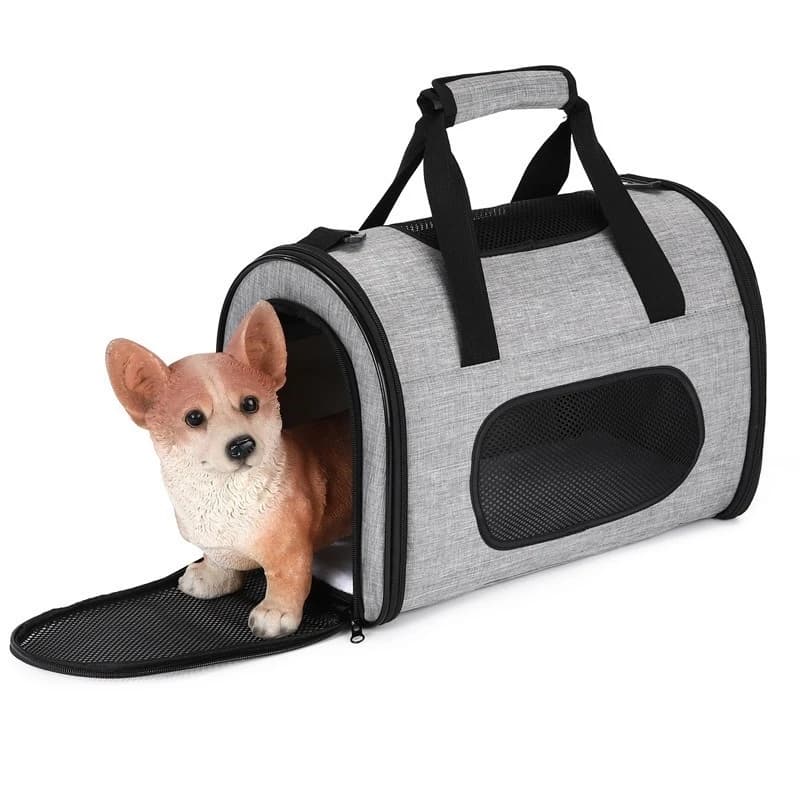 Trasportino per animali pieghevole in filo d'acciaio per cani e gatti Borsa a tracolla da viaggio portatile per piccoli animali domestici Viaggi in auto Regalo approvato dalla compagnia aerea
