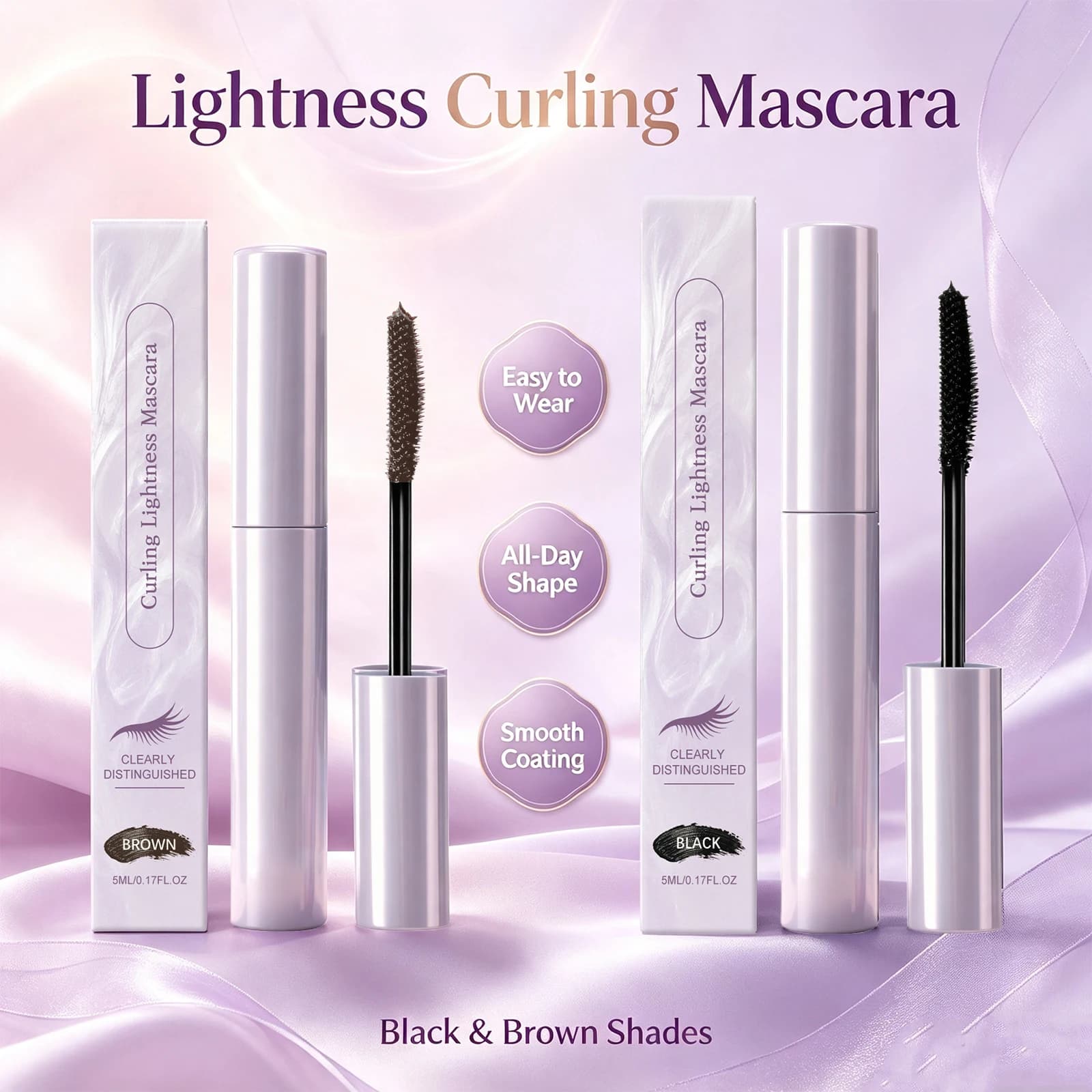 Curling Mascara Natural Lifted Lashes Waterproof Anti-Smudge Long Lasting Curling Strengthen Lashes Eye Cosmetic Black & Brown