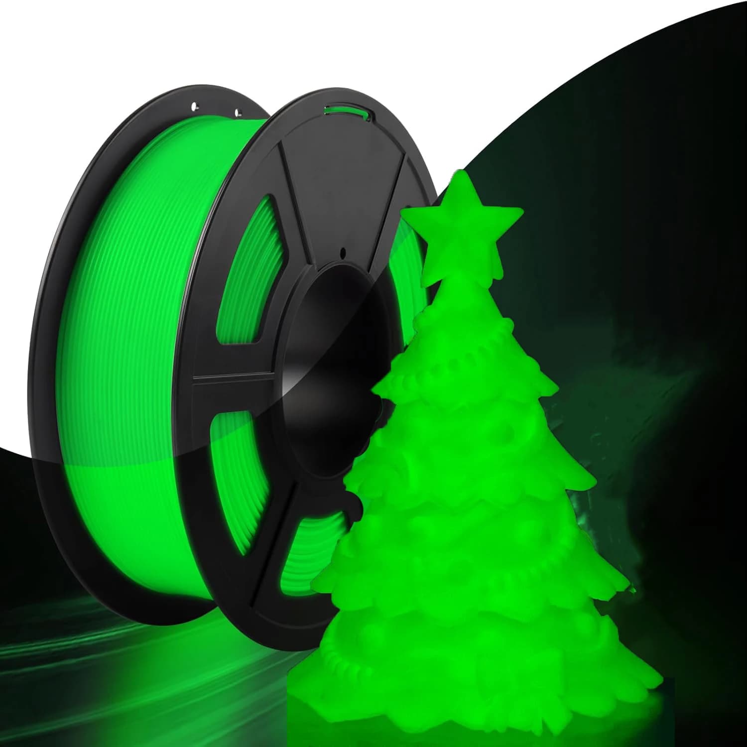 PLAnescent Filament, 1.75mm for 3D Printer, 250g Bobbin, Dimensional Accuracy +/- 0.02mm, Bright Green