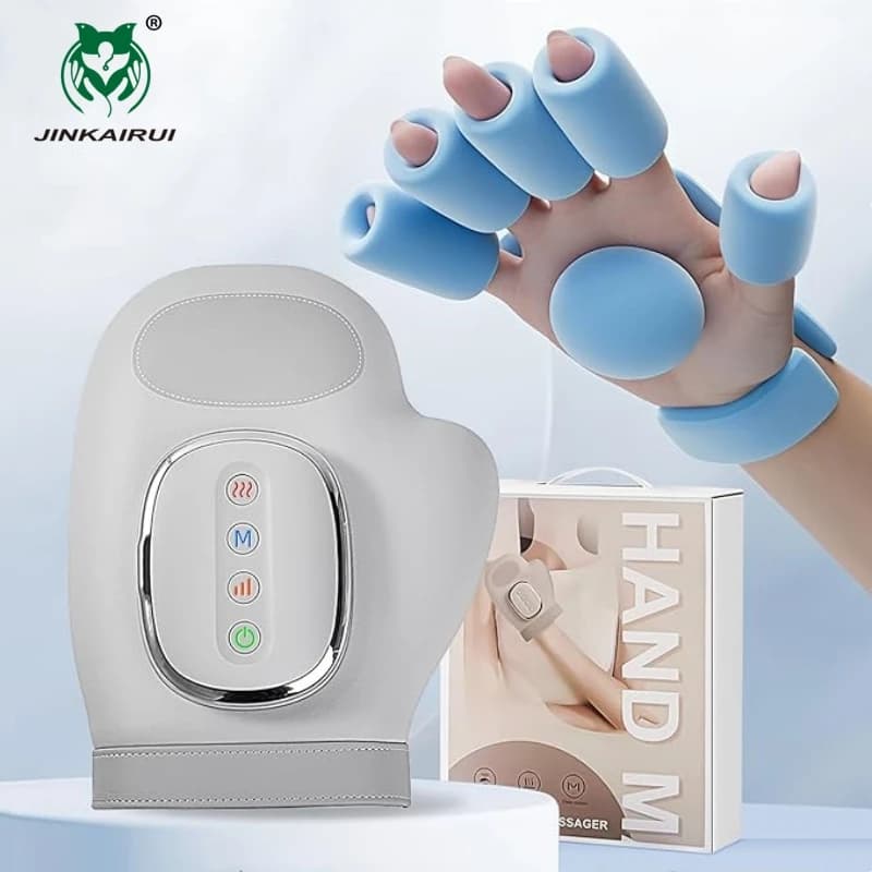 Il più recente massaggiatore elettrico portatile per le mani con compressione dell'airbag termico, guanti senza fili, massaggio alle dita, palmo, rilassamento completamente avvolto