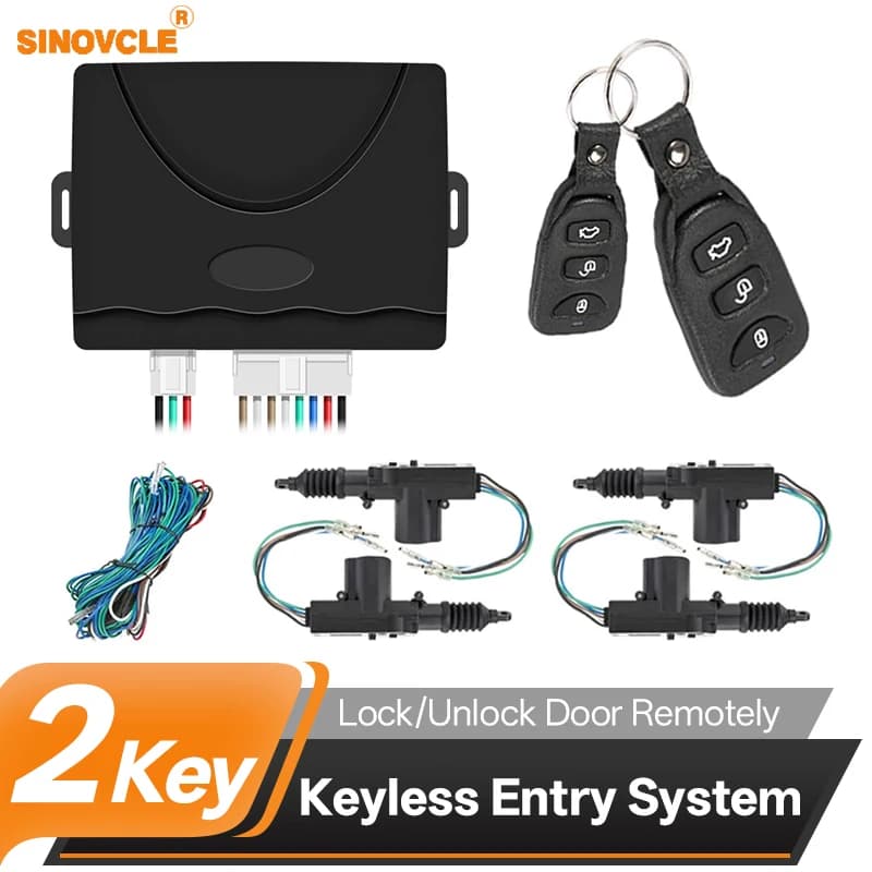 Sistema di Chiusura Centralizzata per Auto con Telecomando, Kit di Blocco Porte Senza Chiave con 4 Attuatori Universali 12V