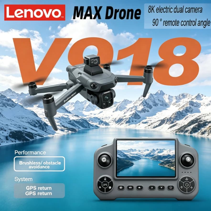 Lenovo V918 Max GPS Smart FPV Drone Long Distance Transmission 8K Dual Camera Optical Flow Hover Foldable GPS Drone For Adults