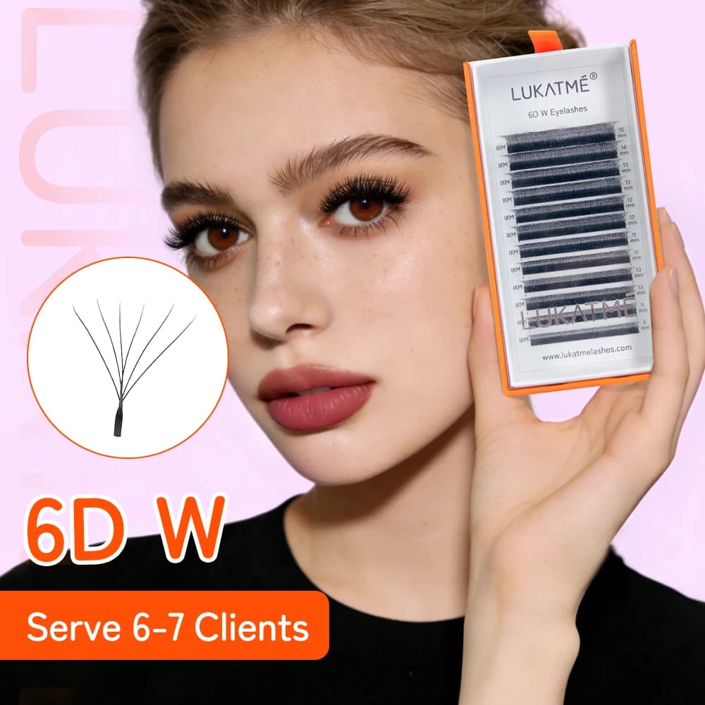 LUKATME Extension W Shape 6D Eyelashes, 6D Ventaglio Premade Eyelashes to W Shape, Extension 6D W Full and Dense Eyelashes