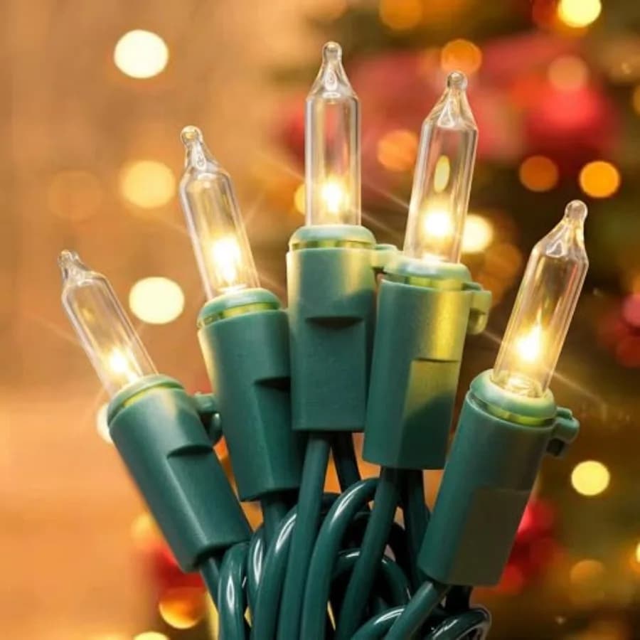 50 Count Clear Christmas Lights 13 Feet Incandescent String Lights Green Wire Mini Christmas Tree Light for Indoor Outdoor Garl