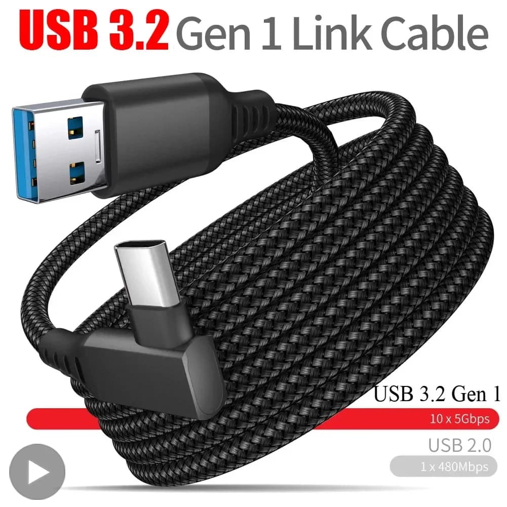 Virtual Reality VR Glasses Cable USB A To Type C 5M for Oculus Quest 2 Quest2 Link Game Accessories Headset Helmet Gaming Ocukus