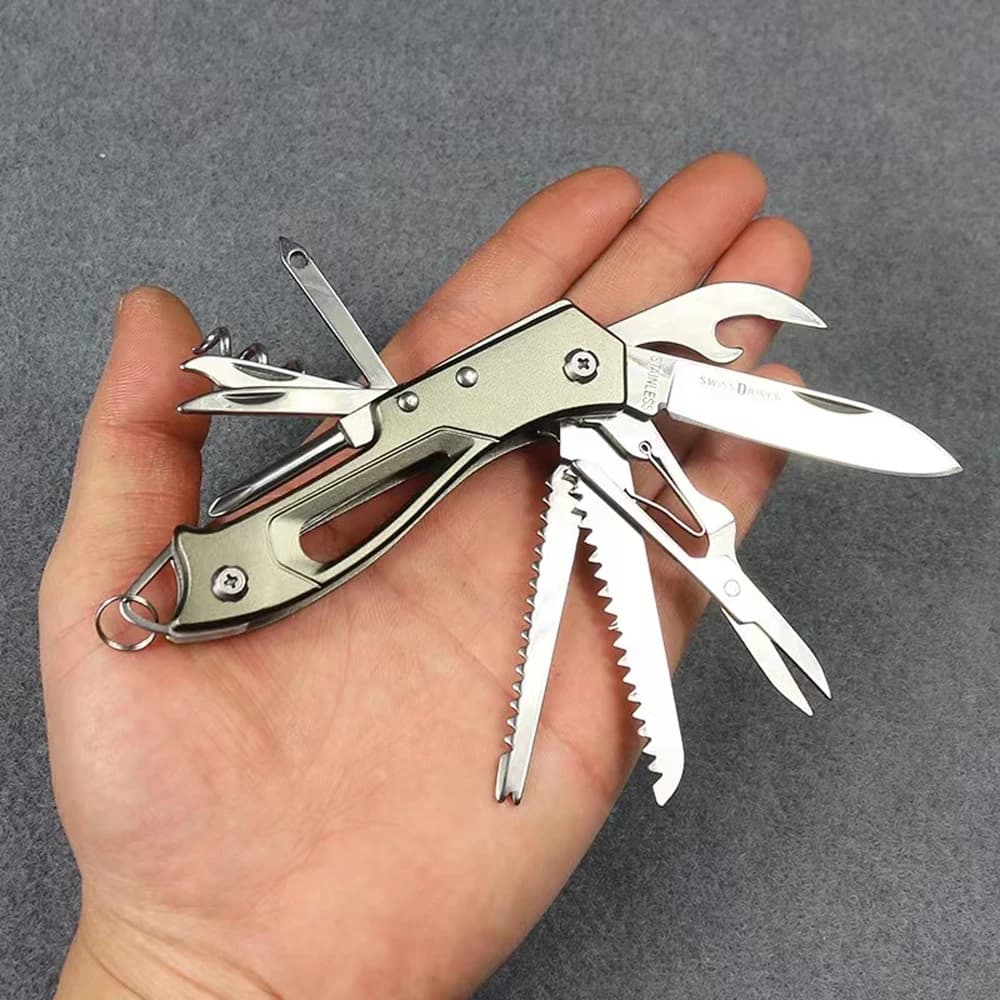 coltellino svizzero 11 IN 1 coltello pieghevole Multitool autodifesa attrezzatura di sopravvivenza EDC Gear campeggio caccia coltello da tasca tattico coltello a forbice