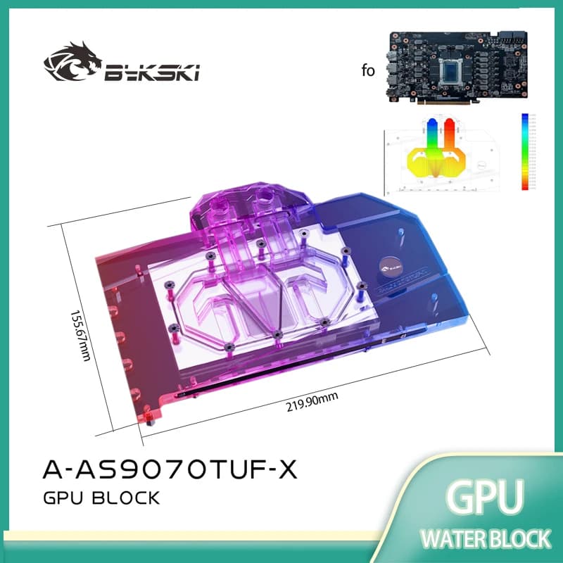 Bykski Blocco GPU per ASUS Radeon RX 9070 XT TUF O16G GAMING/PRIME Scheda Video Raffreddamento ad Acqua/Radiatore in Rame A-AS9070TUF-X