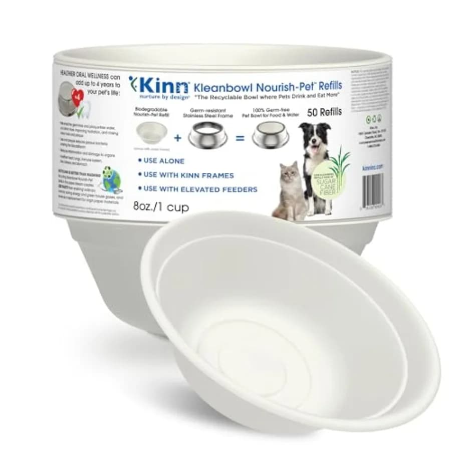 Ciotole Monouso per Cani Kleanbowl, Confezione da 50 - Ricariche per Sistema Frame, Ideali per Viaggi, Pernottamenti o Trasporto in Gabbia, Compostabili