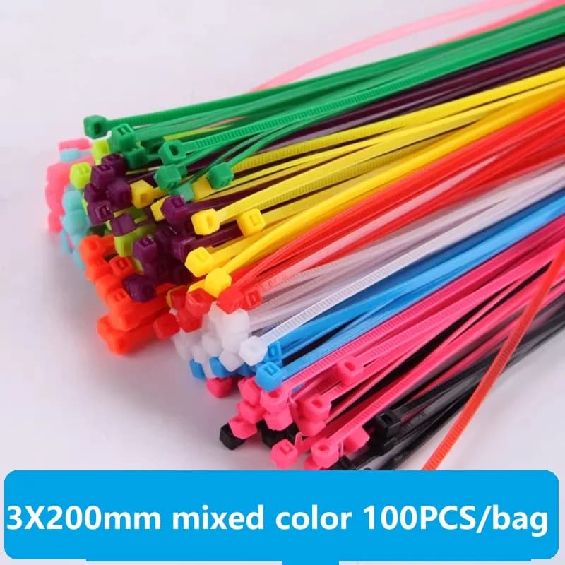 100 Pezzi Fascette Autobloccanti in Nylon Multicolore 3x200mm, Fascette in Plastica per Organizzare Cavi Elettronici