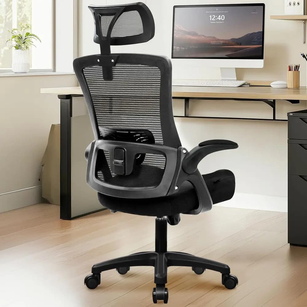 CHAIR Office Desk Chair Gaming Computer High Back Support Mesh Comfy Seat with Adjustable Ergonomic Headrest Lumbar Rolling Fli